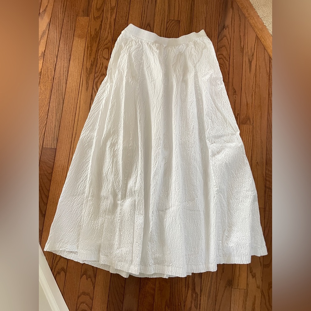 Target A New Day Maxi Picnic Beach Skirt White Seersucker Cotton Lined Pockets M